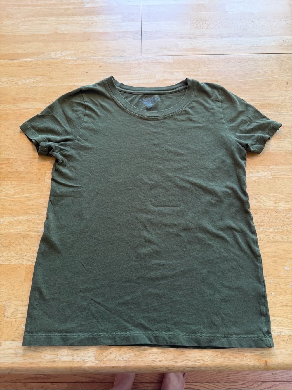 J.Crew Mercantile Broken-In Olive Green Crew Neck T-Shirt, Size XS